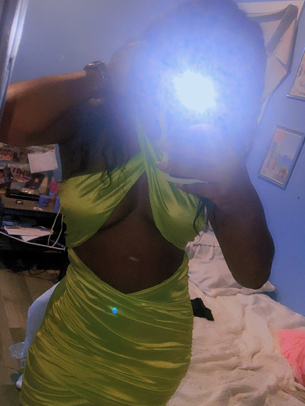 Women’s Neon Green Cutout Mini Dress